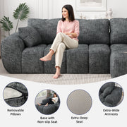 IDEALSOUL Sectional Sofa 101 in L-Shaped Modular Cloud Couch with Premium Chenille Fabric, High-Resilience Sponge Filling, Deep Gray 03