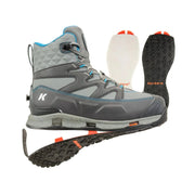 Korkers Women's Bantam Lite Wading Boots with OmniTrax Interchangeable Kling-On and Studded Soles, Grey/Aqua, Size 9, FB2520-09