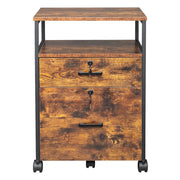 Ktaxon 2-Drawer Rolling Wood File Cabinet with Lock and Shelf, Rustic Brown