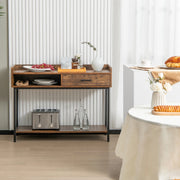 Costway JV10495CF Long Console Couch Side Table withDrawer Metal Frame for Living Room Entryway