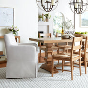 My Texas House MT6425004710007 Wren Slipcover Dining Chair with Rolling Caster Wheels, Cream Linen Fabric
