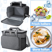 AOWOO Insulated Lunch Box with Ice Pack, 15L Double Deck Leakproof Cooler Bag, Water-Repellent Oxford Polyester, Includes Two Reusable Ice Packs