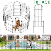 BSHAPPLUS Garden Fence 10 Pack, Rustproof Black Metal Decorative Outdoor Picket Fence, 32in H x 11ft L