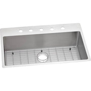 Elkay ECTSRS33229TBG5 Crosstown 33-in x 22-in Polished Satin Single Bowl Drop-In or Undermount 5-Hole Residential Kitchen Sink