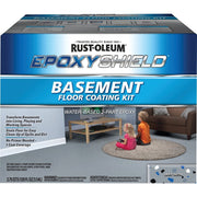 Rust-Oleum EpoxyShield Basement Floor Coating Kit, Durable Two-Part Epoxy, Gray Satin, 1 Gallon, 391282