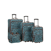 Rockland Safari 4 Piece Expandable Luggage Set Clear In-line Skate Wheel System