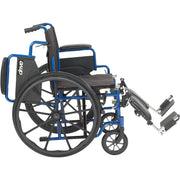 Drive Medical BLS16FBD-ELR Blue Streak Wheelchair with Flip Back Desk Arms, Elevating Leg Rests
