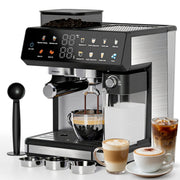 Bluebow 20-Bar Espresso Machine with Built-In Burr Grinder, Automatic Milk Frother, Touchscreen, All-in-One Coffee Maker for Home and Office, CM5710