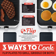 Gourmia 28 Inch Ceramic Nonstick Electric Griddle and Grill Combo, Dual Zone Temperature Control, Black, GEG1430