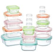 Sindcom 34pcs Glass Food Storage Containers Set, Airtight Leakproof Lids, Microwave Freezer Oven Safe, Multicolor