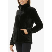 32 Degrees Women's Plush Faux Fur Full Zip Jacket, Black, XL, Relaxed Fit, 11590