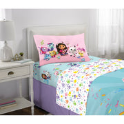 Gabby's Dollhouse Kids Bed in a Bag Bedding Set, Reversible Comforter with Character Artwork, Blue and Pink, Twin, 6B494C