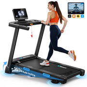 MERACH Folding Treadmill with 2.5HP Motor, 7.5 MPH Speed, 15% Auto Incline, Shock-Absorbing Belt, Black