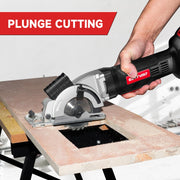 Eastvolt 20V Cordless Circular Saw, 3-3/8 in Blade, 5000 RPM Motor, Laser Guide, Scale Ruler, Includes 3 Blades for Wood, Plastic, Tile, Soft Metal, EVDMC040D