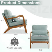 Ktaxon Accent Chair, Corduroy Upholstered Armchair with Pillow, Solid Wood Frame, Light Blue