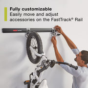 Rubbermaid FastTrack Garage Storage System, 20-Piece Kit with 5 Steel Rails and 15 Locking Hooks, Black, 1910371