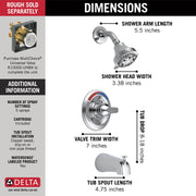Delta Faucet Classic Monitor 13 Series Tub and Shower Trim, Chrome, Wall Mount, Single-Handle, T13491