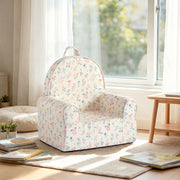 Little Nest Toddler Floral Foam Chair, Cream, Lightweight Armchair with Soft Foam Filling