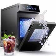 Patbrela Nugget Ice Maker, Portable Countertop Chewable Pebble Ice Machine, 40lbs/24H, Self-Cleaning Touch Screen, Black