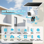 GENBOLT Solar WiFi Security Camera Outdoor, Dual Lens with 2.5K Color Night Vision, 8W Solar Powered, 15600mAh Battery, PIR Motion Detection, Dual Screen, Waterproof, GB217H