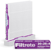 Filtrete Refillable Air Filter 20x25x4, MPR 1550, MERV 12, Electrostatic Polypropylene, 2 Pack, RF2003-4-2P-EC