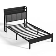 Z-HOM B006H153A Queen Metal Platform Bed Frame with Upholstered Linen Headboard