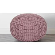 Urban Shop Round Solid Print Polyester Pouf, Pink, Contemporary Accent Seat, 18 in