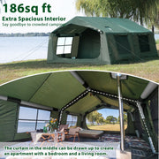 Waldmate Inflatable Camping Tent, Waterproof 3000mm Oxford Fabric, Windproof, Easy Setup with Hand Pump, Green, Fits 4-12 People