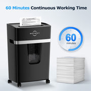 BONSEN WM-US-S3116-BLK-V2 16-Sheet Cross Cut Paper Shredder, P-4 Security, 5.3 Gal Pull-Out Bin, Black