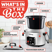 Gourmia GSC517S 4.5 QT Programmable Slow Cooker, 5 Presets, Keep Warm, Stainless Steel
