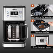 Gevi 14-Cup Programmable Drip Coffee Maker, Stainless Steel Smart Coffee Pot with Touch Control and Automatic Clean, CM9451HA-UL