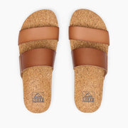 Reef Cushion Vista Women's Slide Sandals, Vegan Leather Double Strap, Arch Support, Lightweight Rubber Outsole, Espresso Duo, 7, CJ6498