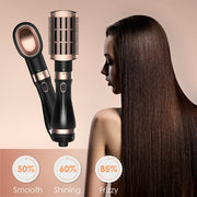 Skimi Hair Dryer Brush, 4-in-1 Hot Air Styling Tool with Ceramic Coating, Detachable Oval, Curly and Straight Brushes, 1000W, 3 Temperature Settings, Black