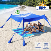 Rhino Valley Beach Tent Sun Shelter Canopy Tent UPF 50+ Sun Protection Blue 10 ft x 10 ft