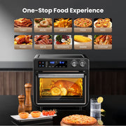 HOMESHADE AF003 26 Quart Air Fryer Oven, Oil-Free Digital Touchscreen Toaster Oven with 10-in-1 Multifunction and Custom Mode, Visible Window, 1800W, Black