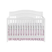 Oxford Baby Luella 4-in-1 Convertible Crib, White, Solid Pine Wood, Adjustable Mattress Heights, Beaded Headboard