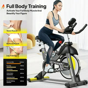 POOBOO D525KM03 Stationary Exercise Bike with LCD Monitor, Gray