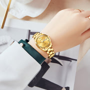 OLEVS OLS5563 Gold Wristwatch for Women, Luxury Diamond Quartz Analog, Stainless Steel Luminous Dress Watch with Date
