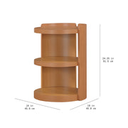 Beautiful Mae End Table, Mid-Century Modern Drum-Style Wood Accent Table with Three Open Shelves, Cherry Finish, 18 in W x 17.5 in D x 24 in H, BE26250047100A8
