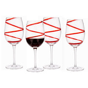 Holiday Time Red Swirl Wine Glasses Set of 4, Red