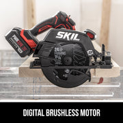 SKIL PWR CORE 20 Brushless 20V Circular Saw Kit, 7-1/4 Inch Blade, 5300 RPM, Cast Aluminum, Electric Brake, Red, CR5440B-10
