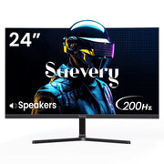Suevery 24 Inch Gaming Monitor, 200Hz Refresh Rate, FHD IPS Panel, 120% sRGB, FreeSync, Built-in Speakers, HDMI/DisplayPort, Black