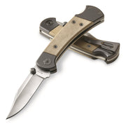Buck Knives 112 Ranger Sport Folding Pocket Knife, 3in S30V Stainless Steel Clip-Point Blade, Green Micarta Handle, Aluminum Frame, Deep Carry Pocket Clip, BU112GRS5