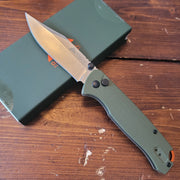 Ozark Trail ELEVATION Sandvik 12c27n Green G10 Orange Backspacer Folding Knife