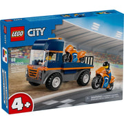 LEGO City Motorcycle Transporter Building Toy with Flatbed Truck, 2 Motorcycles, and 2 Racer Minifigures, Ages 4+, 60491