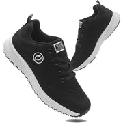 HAJINK Women's Sneakers Mesh Breathable Upper Lace-Up Casual Running Shoes, Size: 7, Black