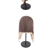 CassandraHayley Winter Leather Trapper Hat, Thick Fleece Lined Earflap Cap, Windproof Thermal Aviator Hat, Warm Fur Bomber Cap