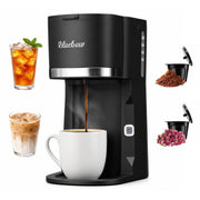 Bluebow Single Serve Coffee Maker, Fast Brew, Compatible with K Cup Pods, Ground Coffee, and Tea, Black, CM6070