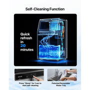 VEVOR Commercial Ice Maker Machine, 130 lbs/24H Production, 33 lbs Storage, 45 Cubes per Cycle, Stainless Steel, Freestanding & Undercounter with LED Display and Self-Cleaning IMC9000F-UL