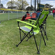 STRONGBACK Elite 2.0 Adult Camping Chair with Patented Lumbar Support, Foldable, Lightweight, Lime Green/Grey, Carry Bag Included